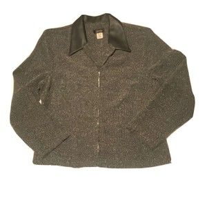 SPAGO Collections Women’s Y2K Thin Jacket Black & White Size14 Blk Collar